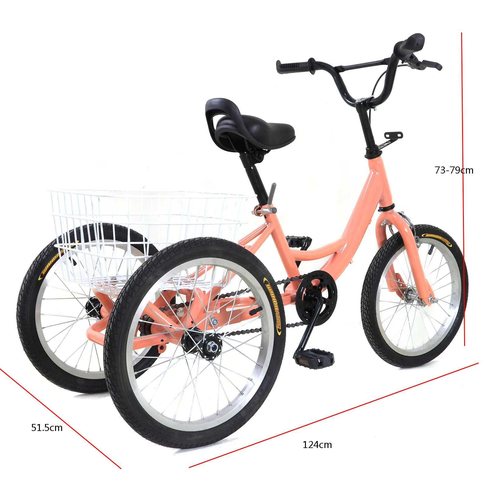 Orange 16 Inch Single Speed 3 Wheels Children’s Tricycle Children's Bike Children's Exercise Bike with Basket for Girls and Boys