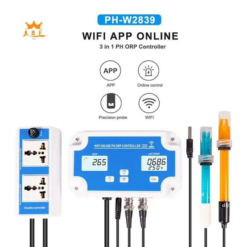

A08E-W2839 3-In-1 Wifi Water Quality PH/ORP/TEMP Electrode BNC Type Probe For Aquarium Hydroponics Monitor