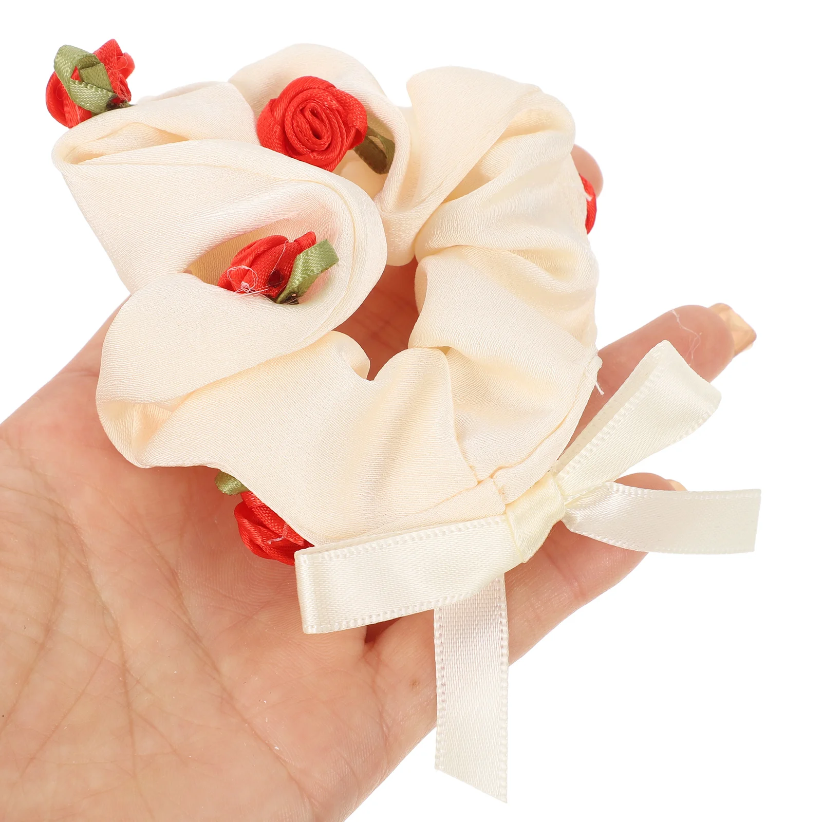 6 ชิ้น Rose Hair Tie อุปกรณ์เสริมสําหรับสวมใส่ทุกวัน Ties งานปาร์ตี้ผู้หญิงวงสาวซาติน Scrunchies