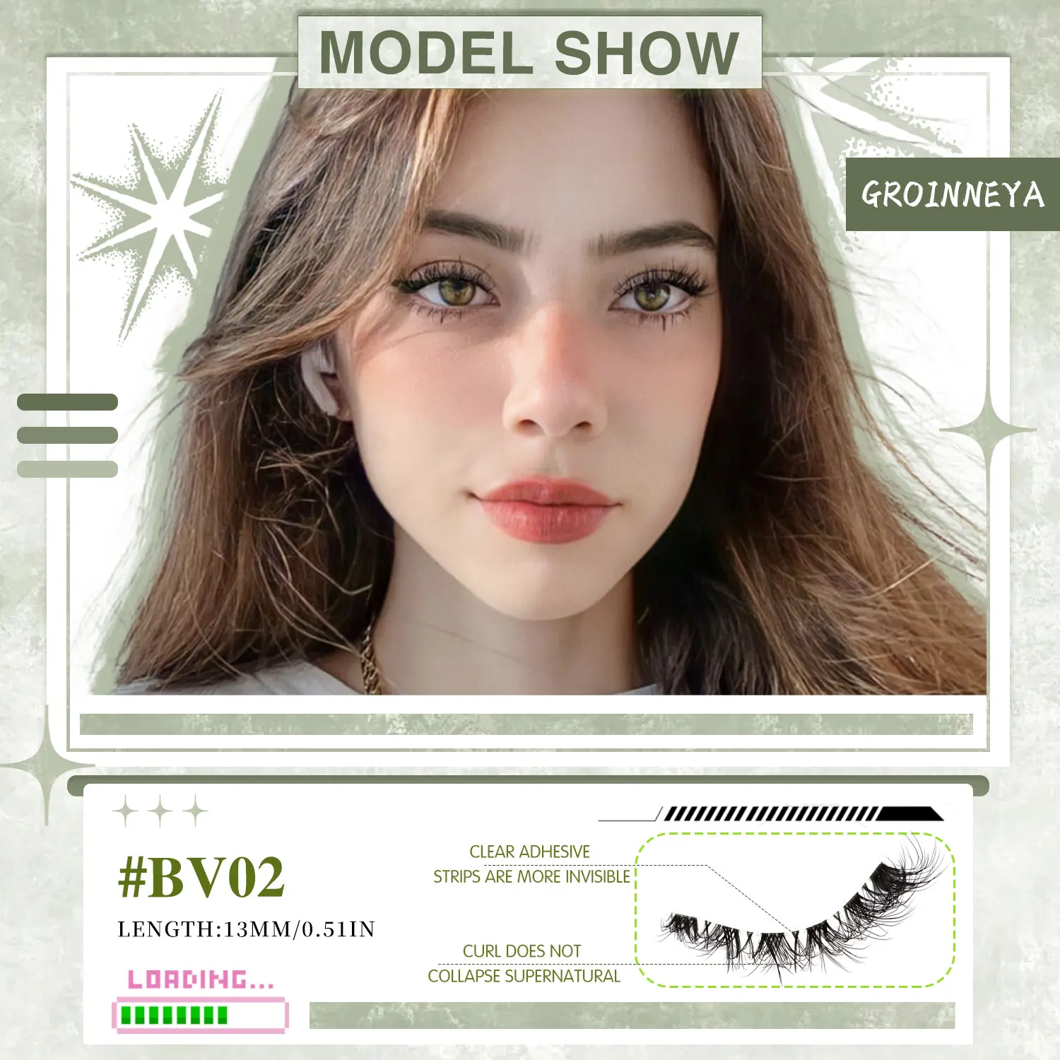 Lasvirey Fluffy Lashes Natural Cat Eye Lashes Fluffy Curl Natural Long Clear Stem Lashes 3D Faux Mink Lashes Extension Makeup