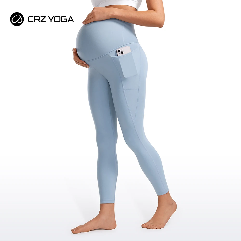 CRZ YOGA-Leggings de Yoga avec Poches sur le Ventre pour Femme, Pantalon de Grossesse Doux, 25 Pouces