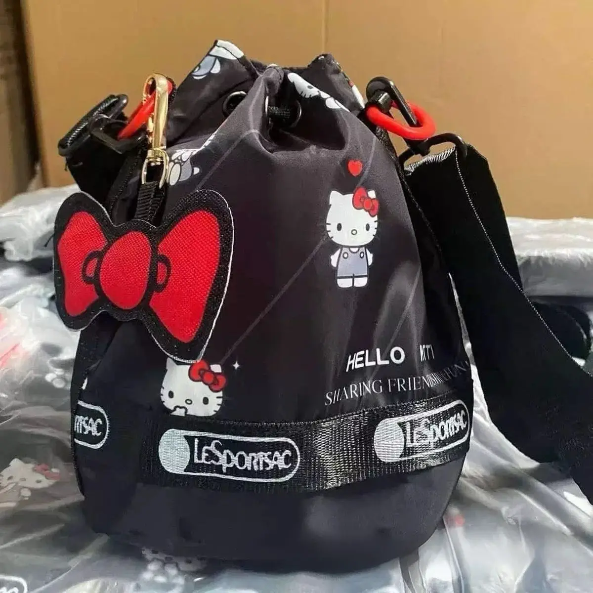 귀여운 활 고양이 만화 Hellokitty 여성용 가방 크로스 바디 백 통근 배낭 캐주얼 원 숄더 핸드백