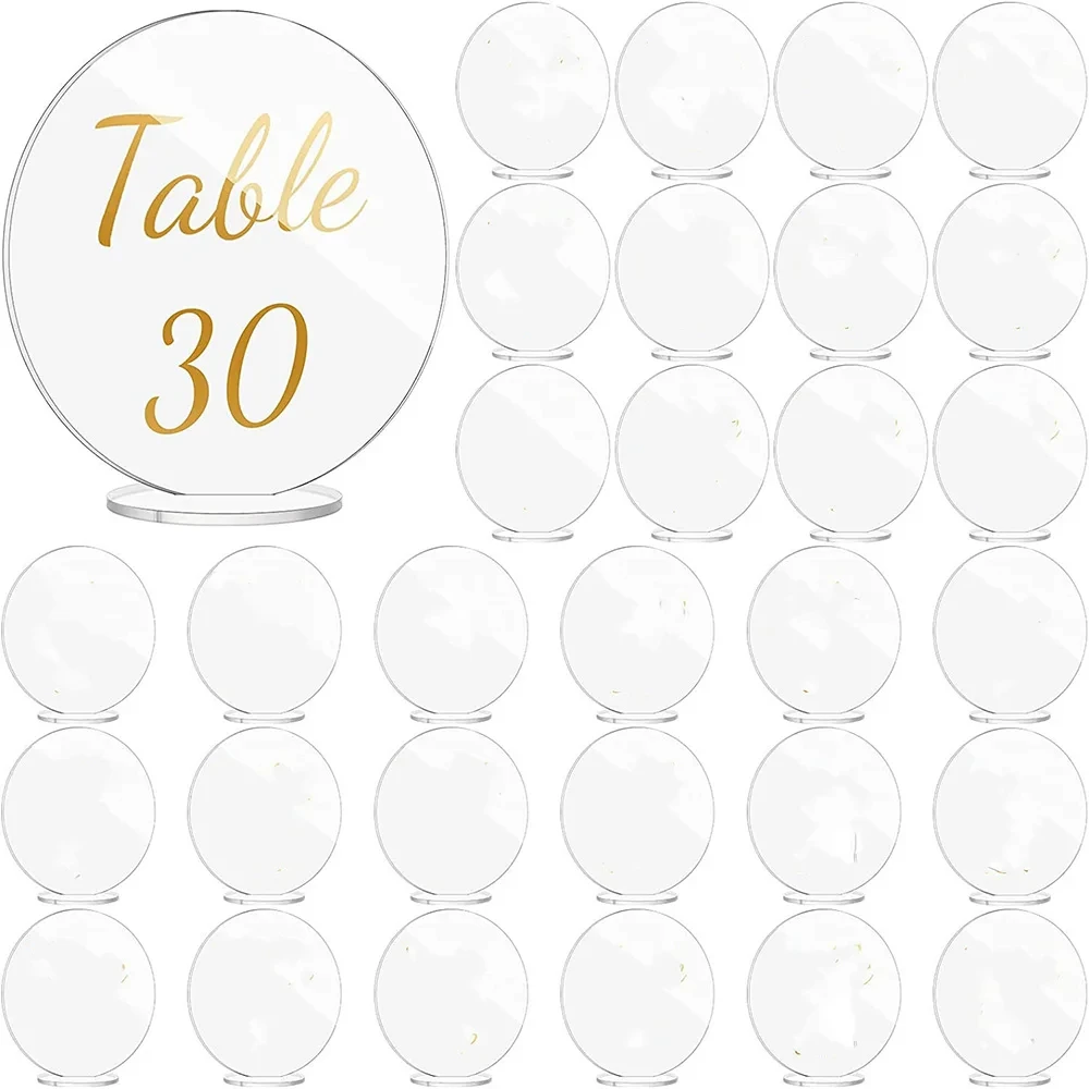 透明な丸いアクリルのサインの名前のカード,パーティーの装飾,DIYのアーチ,テーブル番号,イベントギフト,4.72インチ,5ピース/セット