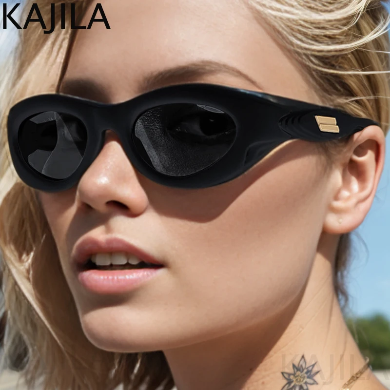 Oval Steampunk Sports Sunglasses Women 2024 Luxury Brand Designer Y2K Punk Sun Glasses For Ladies Retro 2000\'s Eyewear Shades