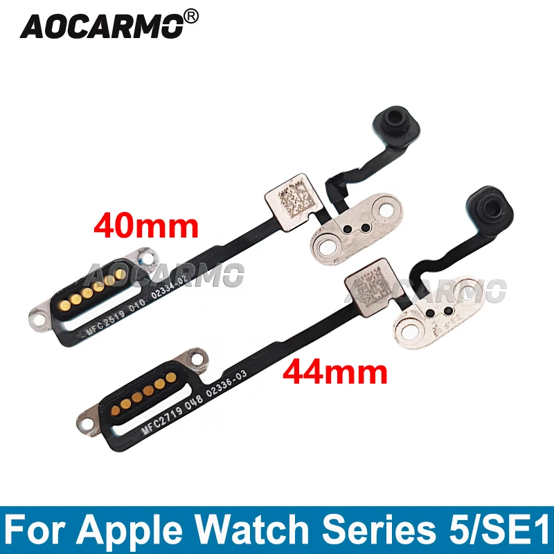 Aocarmo For Apple Watch Series 5 SE1 40mm Series5 44mm Power On Off Flex Cable With Micphone And Rotation Shaft Replacement Part
