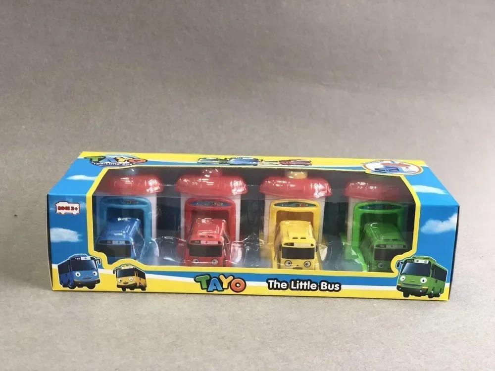 

4pcs/set Scale model Tayo little bus children miniature baby oyuncak garage tayo Ejection impact car vehicle birthday gift
