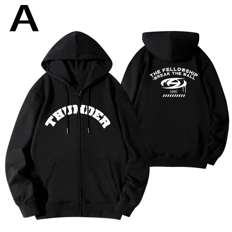 ATEEZ-sudaderas con capucha de THE FELLOWSHIP BREAK THE WALL, abrigos con cremallera, chaqueta Kpop, ropa de Merch