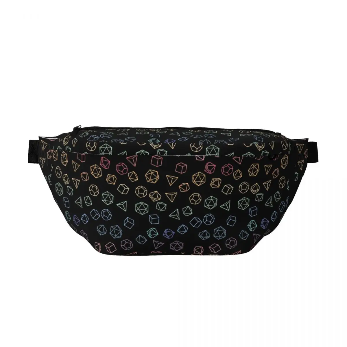 

Crossbody Waist Bag DnD Dice Rainbow On Black Pattern Comforter Men Women Adjustable Fanny Pack Travel Running Money Phone Bag