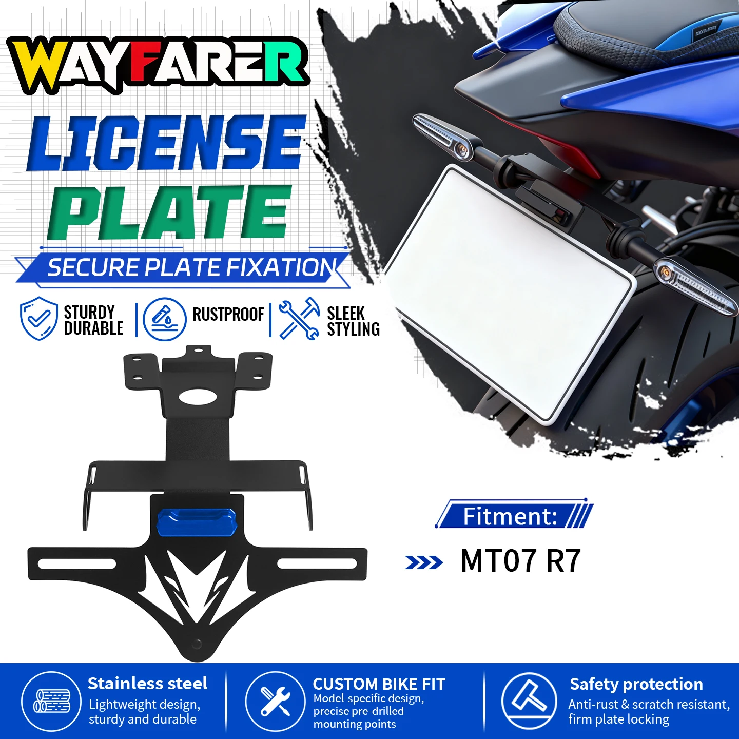 For MT07 MT-07 R7 2025 2026 Motorcycle Rear License Plate Holder Mount Bracket Tail Tidy Fender Eliminator