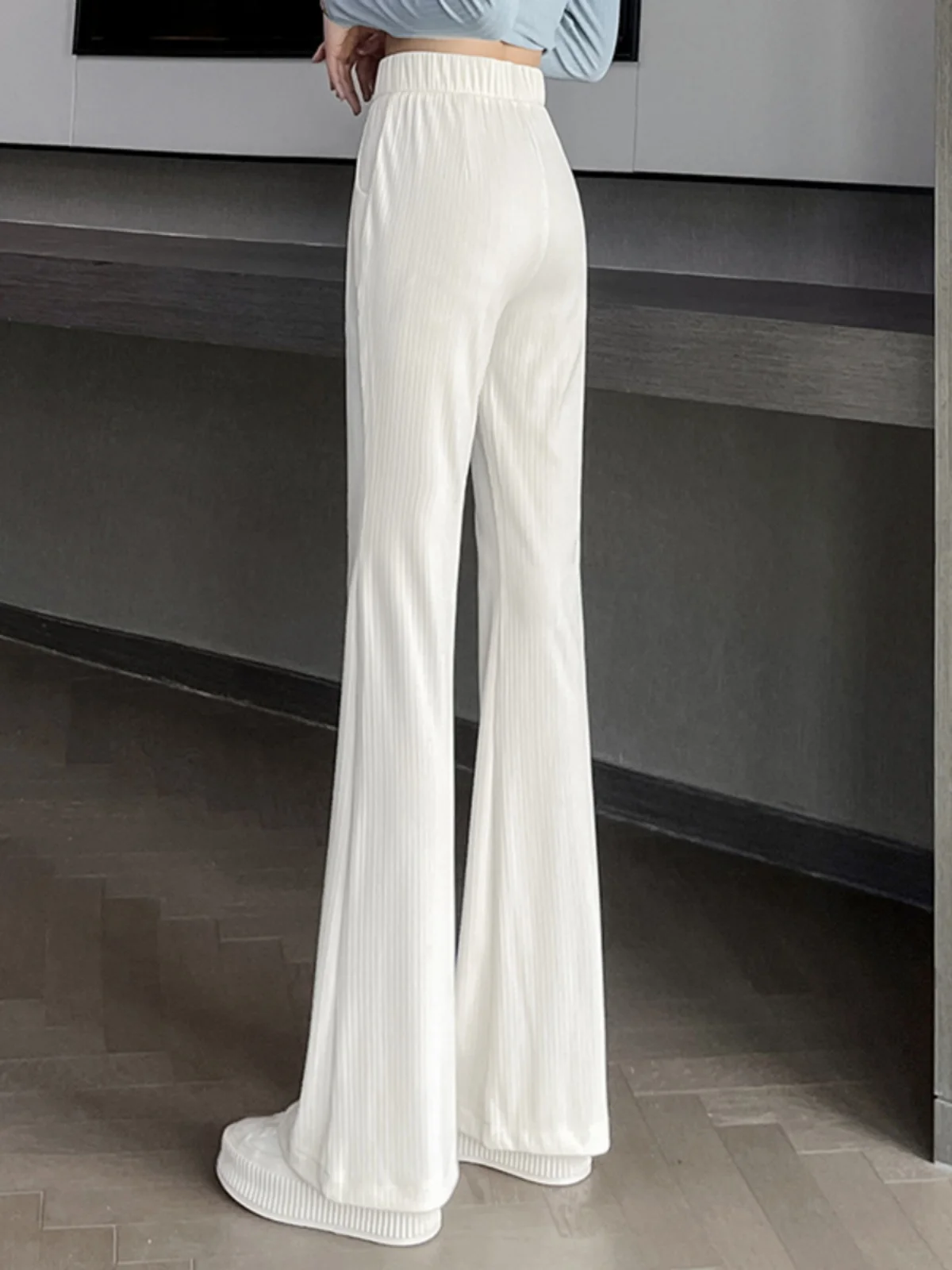 Pantalon à jambes larges en soie glacée pour femmes, marque de luxe, taille haute, évasé, décontracté, coupe droite, coupe ample, Long