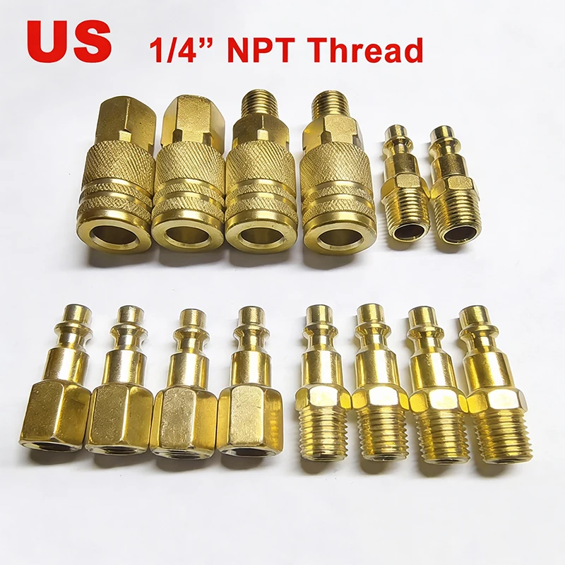 

US 1/4" NPT Quick Connector Coupler Kit Self-Locking Air Fittings Set Industrial Pneumatic Accessories for Air Compressor Hose