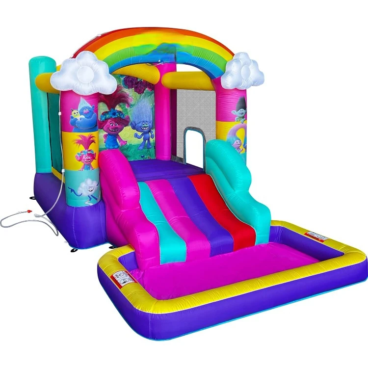 

Trolls Band Together Inflatable Bouncy Castle with Slide, Outdoor Indoor Bounce House with Ball Pit for Kids Ages 3-8