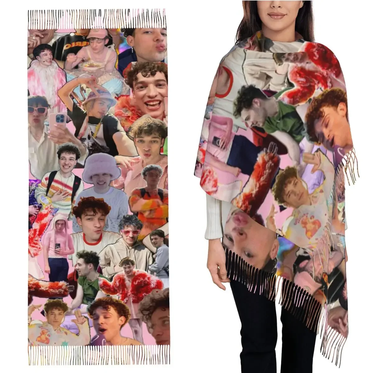 

Nemo Eurovisions Switzerland Winner Шарф Шарфы с кисточками Женские мягкие теплые шали и накидки Большая осенне-зимняя шаль