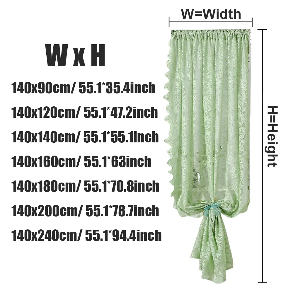 Green French Lace Semi Transparent Rod Curtains Suitable For Filtering Light In Living Room Windows cortinas para ventanas 커튼