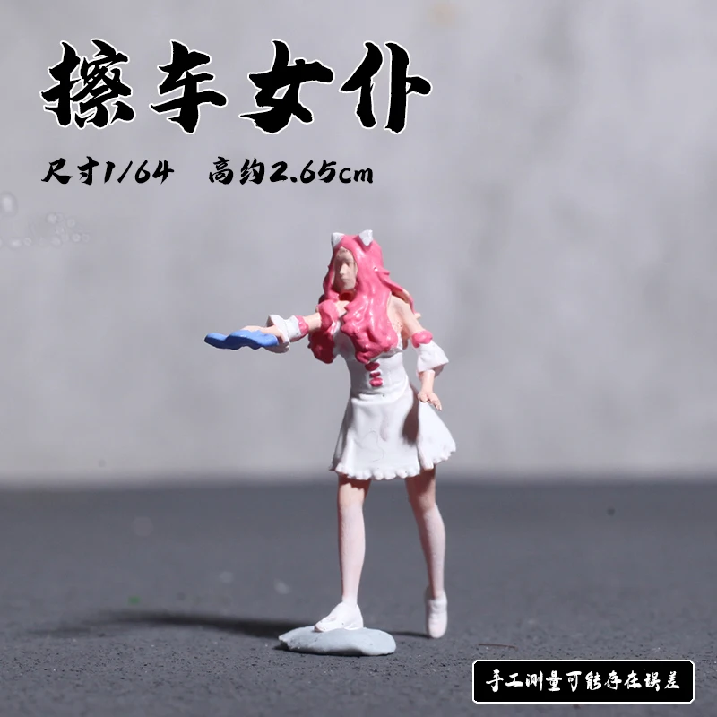 Car Model Dolls, Car Washing Maid, Beautiful Women 1:64 Miniature Scene Versatile Figurine Micro Landscape Model