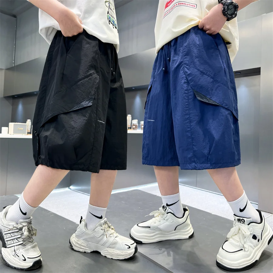 

New Arrival Kids Boy Solid Cargo Shorts With Pockets 2026 Summer Children Cotton Short Pants Age 5 6 7 8 9 10 11 12 13 14 Years