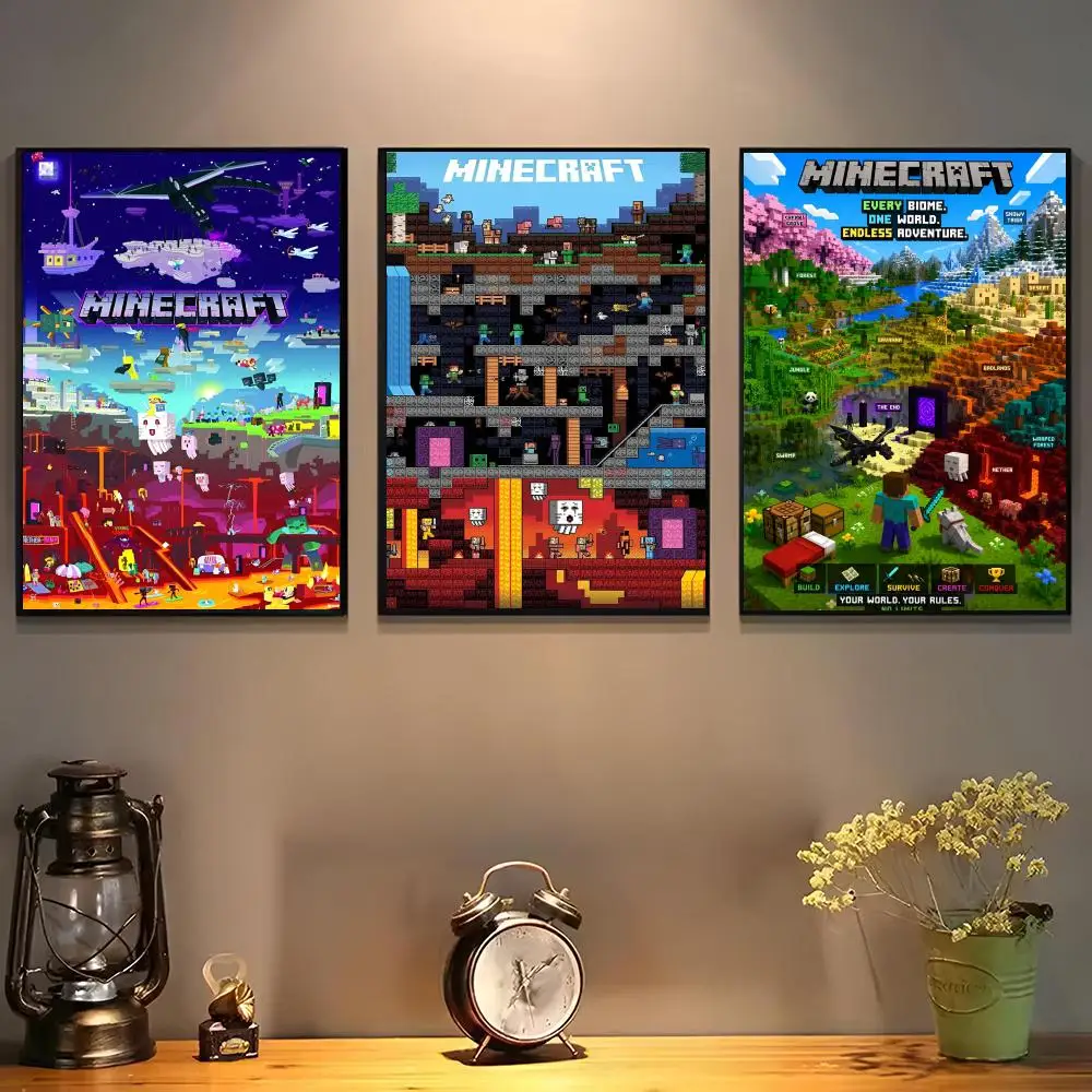 Minecraft Poster For Self-adhesive Art Waterproof Paper Sticker Coffee House Bar Room Wall Decor