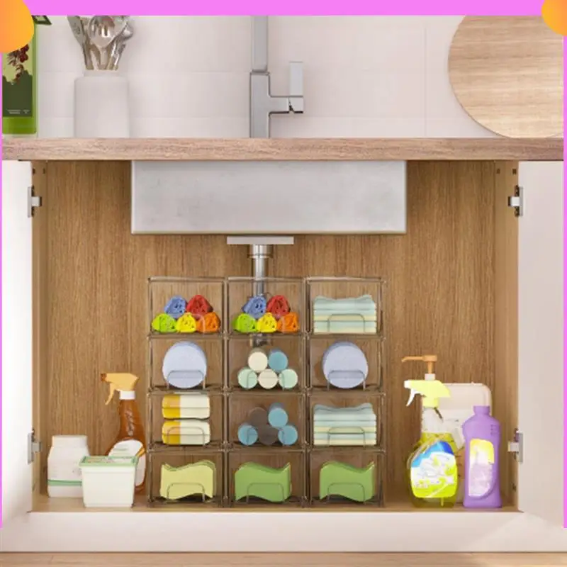 

A23P прозрачные штабелируемые ящики для хранения, органайзер для макияжа в ванной комнате, ящики для хранения для организации дома и хранения