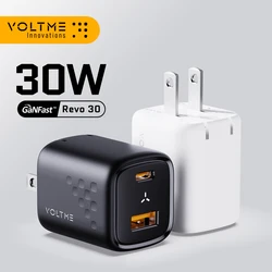 VOLTME USB C Fast Charger 30W GaN Charger QC PD 3.0 Dual Port Portable Adapter For IPhone 15 14 13 IPad Xiaomi Fast Wall Charger