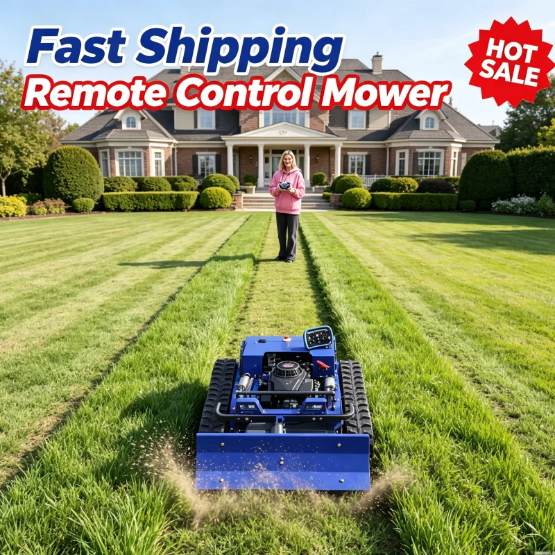 Customized Factory Large Stock Petrol Remote Control Lawn Mower Self Propelled Lawn Mower For Commercial Farm Solar Park Grass C
