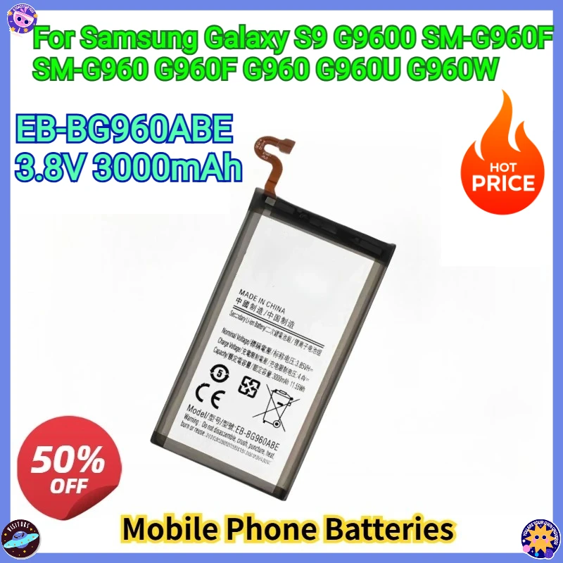 

New EB-BG960ABE 3.8V 3000mAh Replacement Battery For Samsung Galaxy S9 G9600 SM-G960F SM-G960 G960F G960 G960U G960W