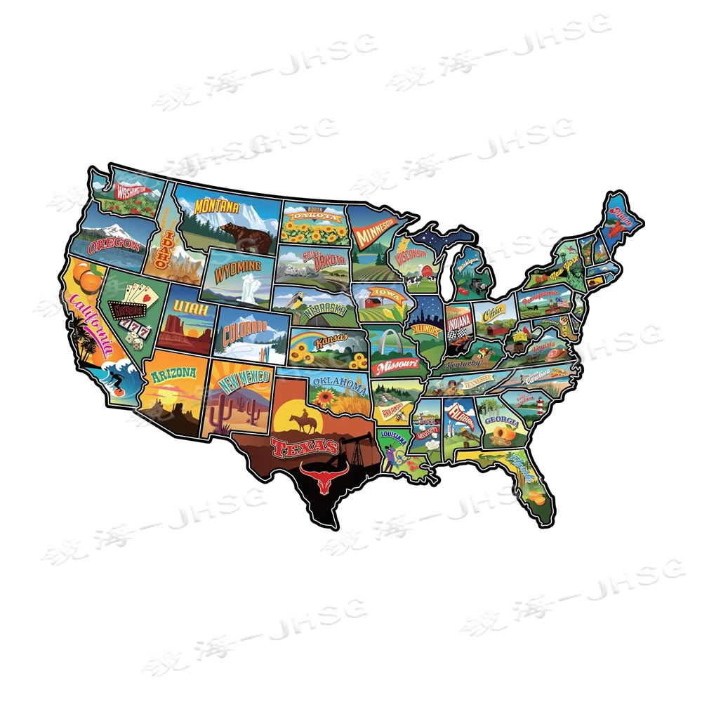 

Map of the United States Vinyl Decal - Camping Car Window Decal - Road Travel Map of the United States