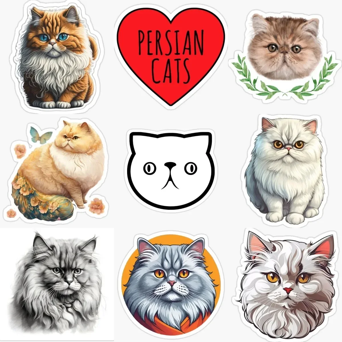 

Creative Persian Cat Pets Cute PVC Material Sticker for Decorate Fridge Wall Window Car Van Decal Accessories