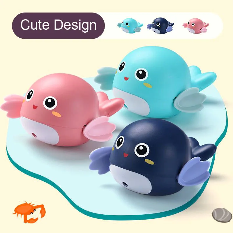 New Baby Bath Toys Swimming Pool Bathing Ducks Cartoon Animal Whale Crab Chain Clockwork Water Toys For Infant 12 24 Months