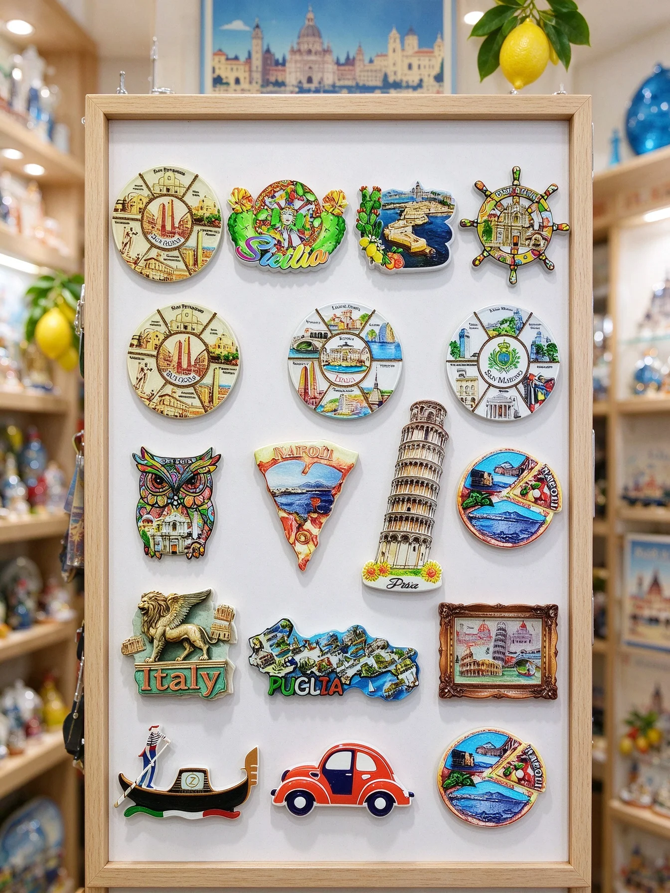 Italy,San Marino,Venezia,Sicilia,Bologna,Roma,Napoli,Pisa,Puglia;Travel Souvenir Fridge Magnet, Handicraft Ornament
