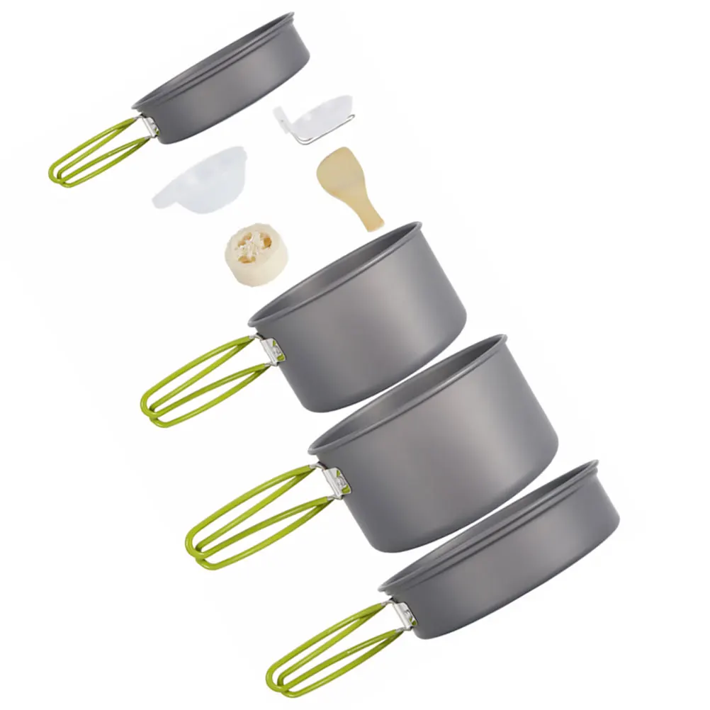 

1 Set Portable Convenient Picnic Nonstick Cookware Camping Cooking Tool Cooking Pan Kit for Hiking Camping (Black)