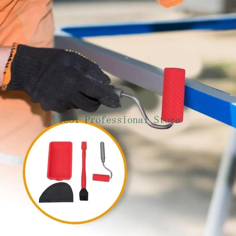 

57QF Silicone Roller Brush with Tray Even Application Roller Set Renovations