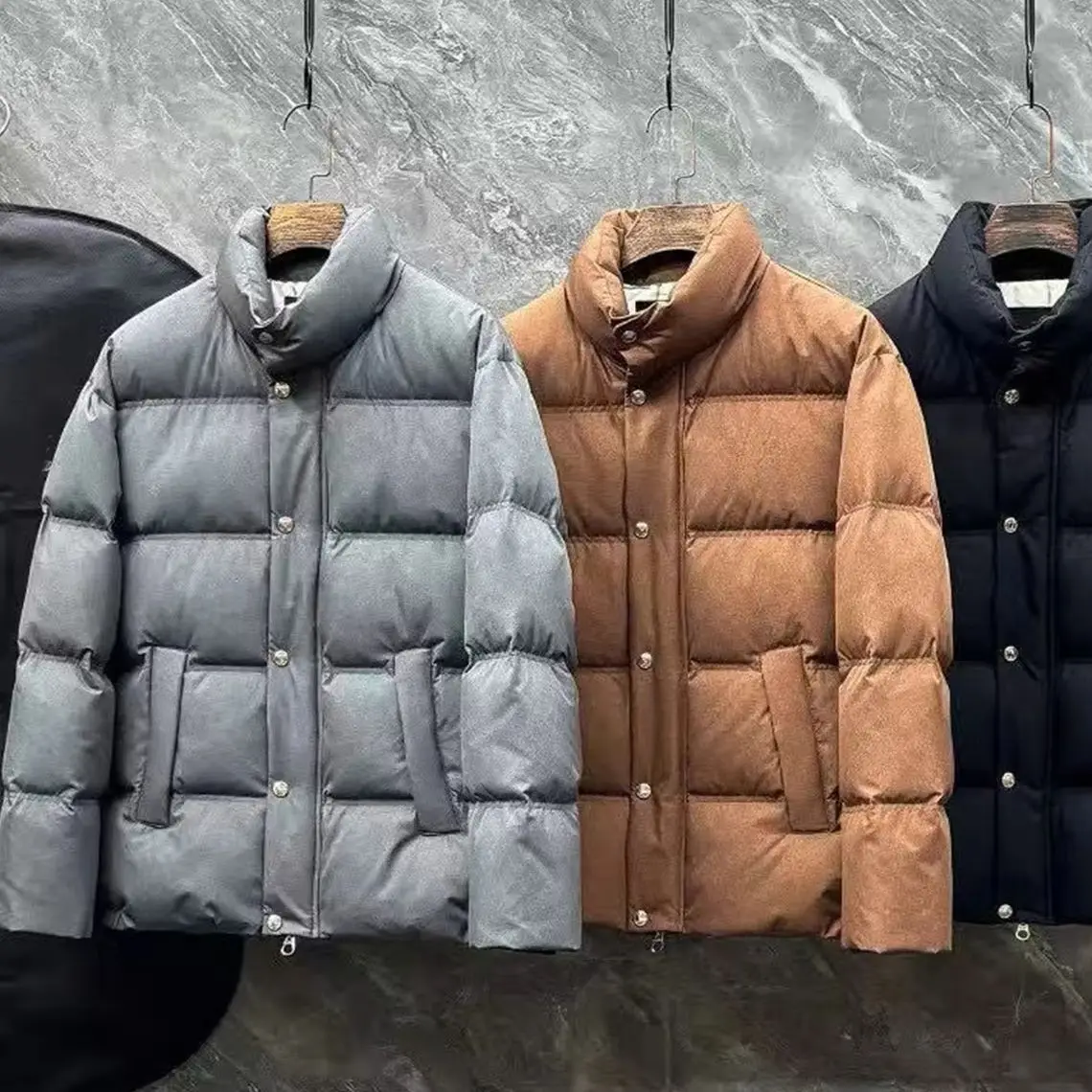 

Italian LP 25aw embroidered white goose down stand-up collar down jacket