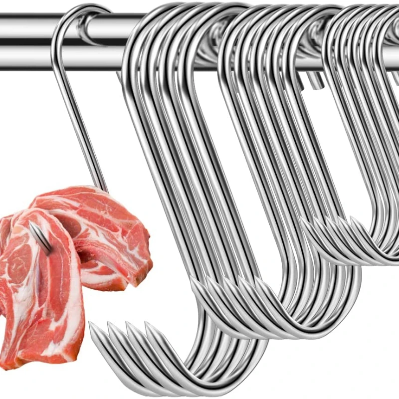 Stainless Steel S Type Hanging Meat Hook Barbecue Pork Hangers Hooks Sausage Bacon Crochet De Suspension Ham Duck Turkey S-shape