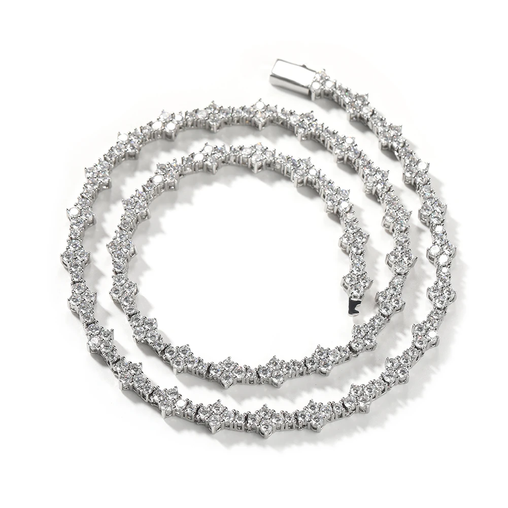 THE BLING KING Honeycomb Tennis Chain Necklace Prong Setting 5A Cubic Zirconia Choker HipHop Fashion Jewelry For Party Gift