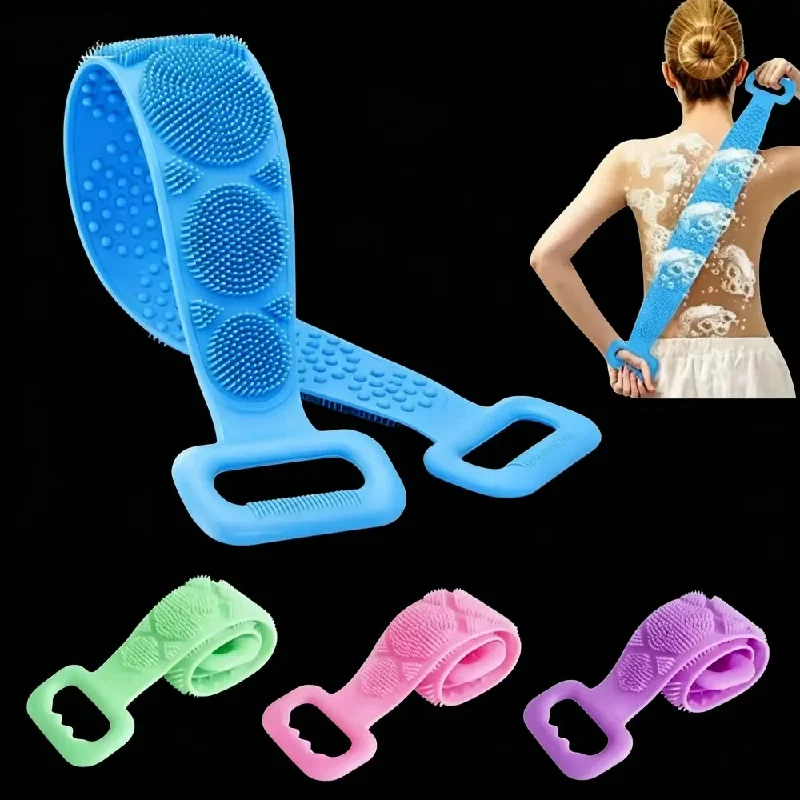 Extended 70 cm Silicone Bath Brush Sponge Back Scrubber Extended Shower Belt Body Peeling Massage Exfoliating Skin Cleaning Tool