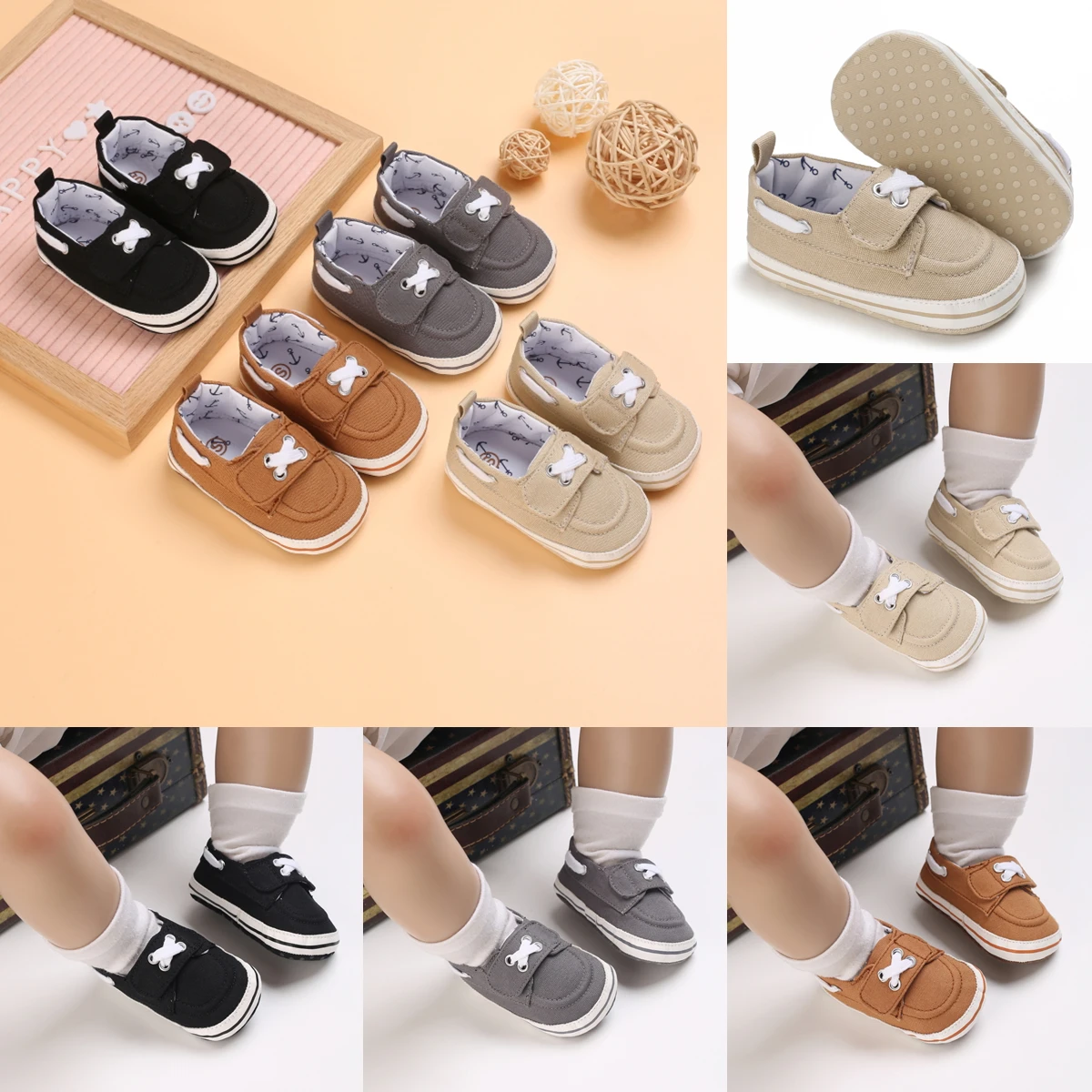 0-18M Baby Shoes Boys and Girls Classic Soft Sole Toddler Shoes Infant, Bed Shoes First Walkers Flat Casual Shoes