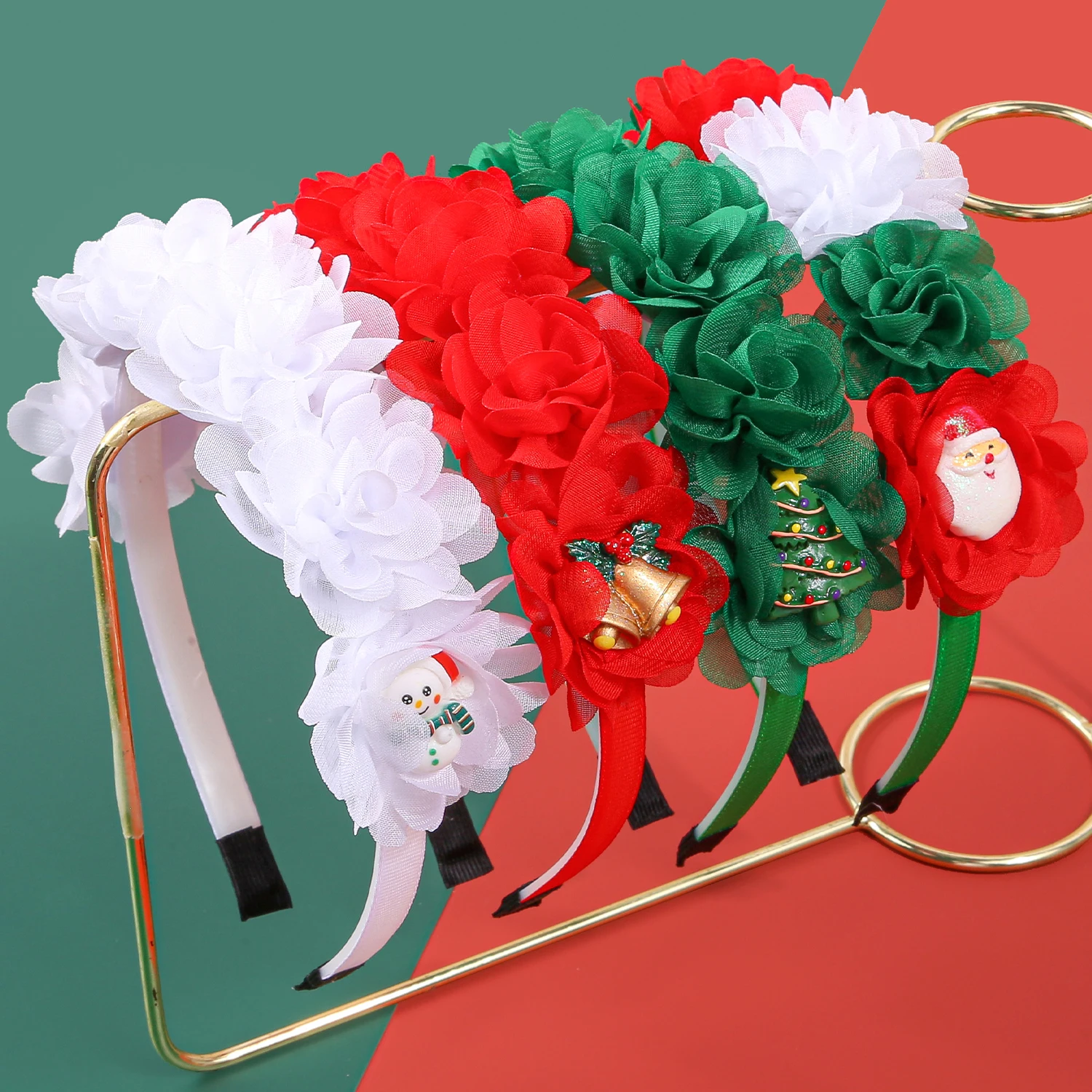 

1/4pcs Cartoon Christmas Chiffon Flower Headbands Christmas Party Hairbands Kids Floral Headband Christmas Hair Accessories