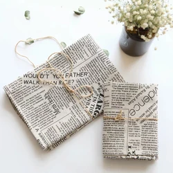 Background Decoration Retro Newspaper Alphabet Print Cotton Hemp Splicing Fabric DIY Throw Pillow Tablecloth Handmade Cloth