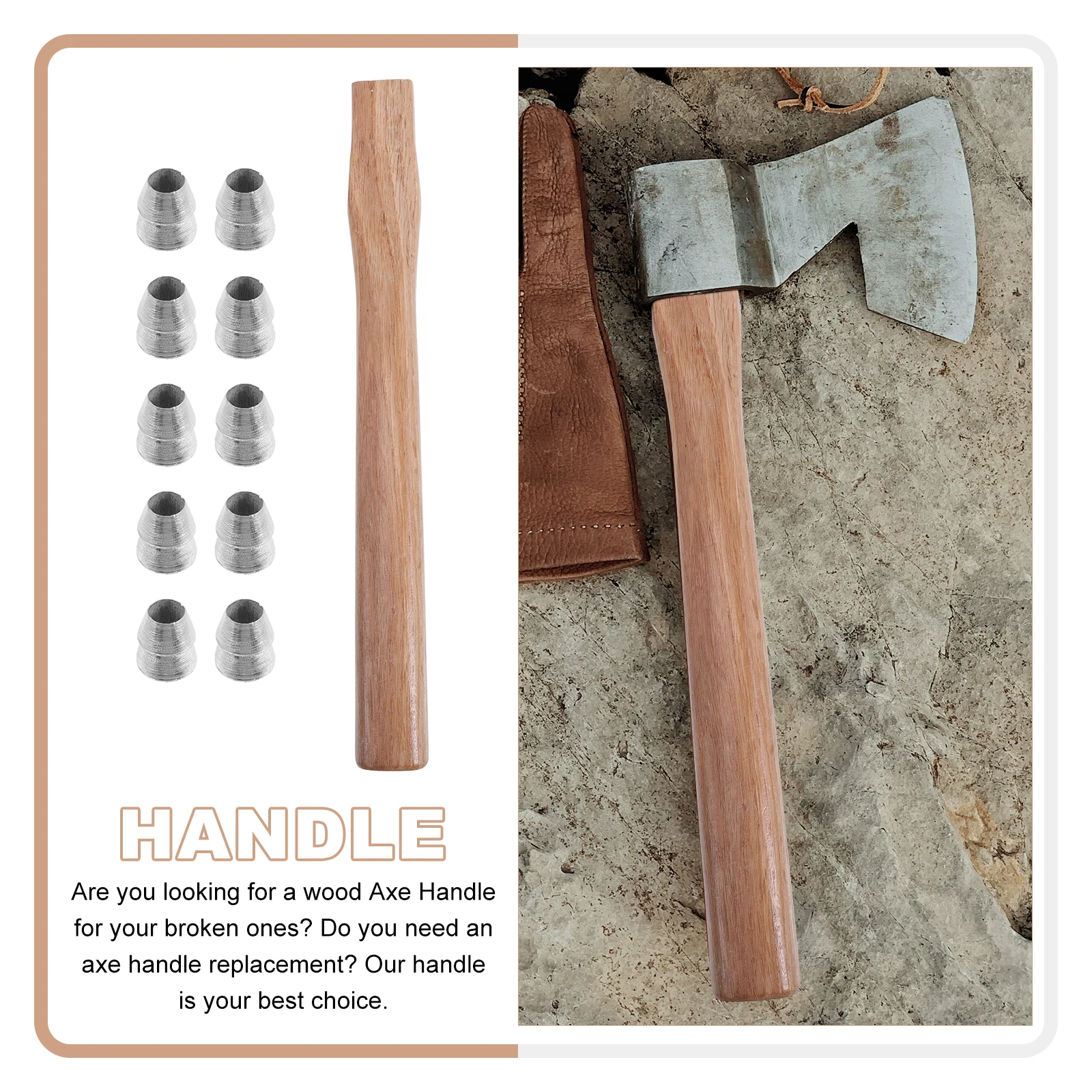 

Axe Handle Set Wood Replacements Camping Accessories Handles Steel Practical Grip Tool