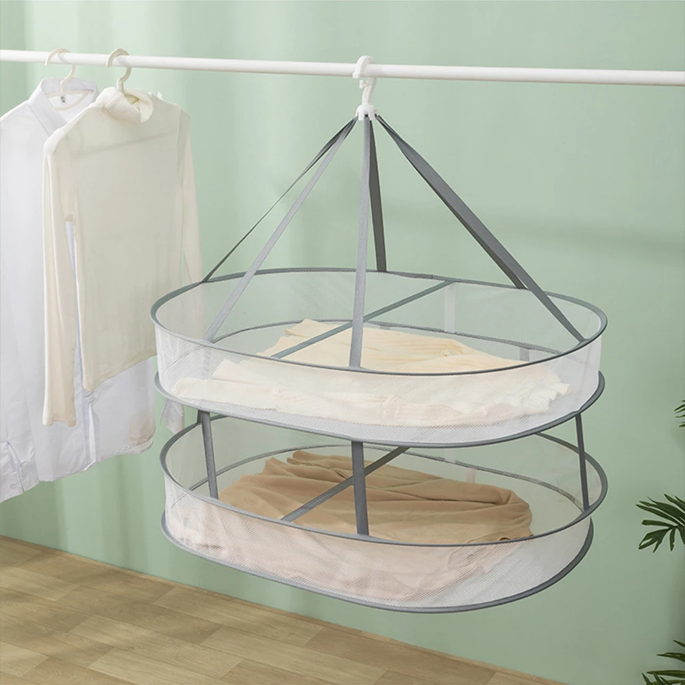 1/2 Layer Drying Net Drying Basket Household Folding Clothes Network Sweater Blouse Anti-deformation Herb Drying Rack