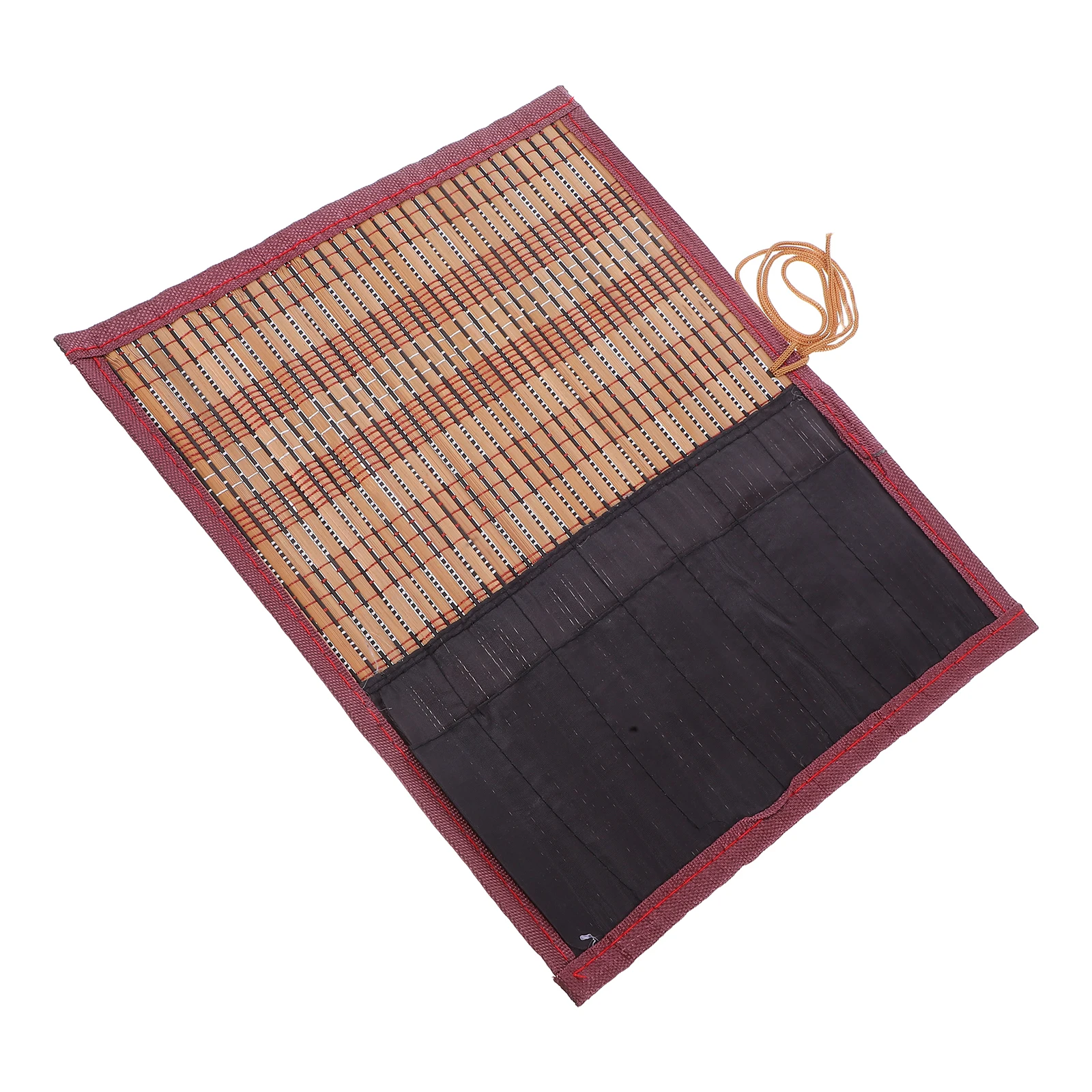 Bamboo Pencil Case Canvas Watercolor Brush Holder Durable Large Capacity Roll Up Storage Bag Calligraphy Pens Paintbrush Tool