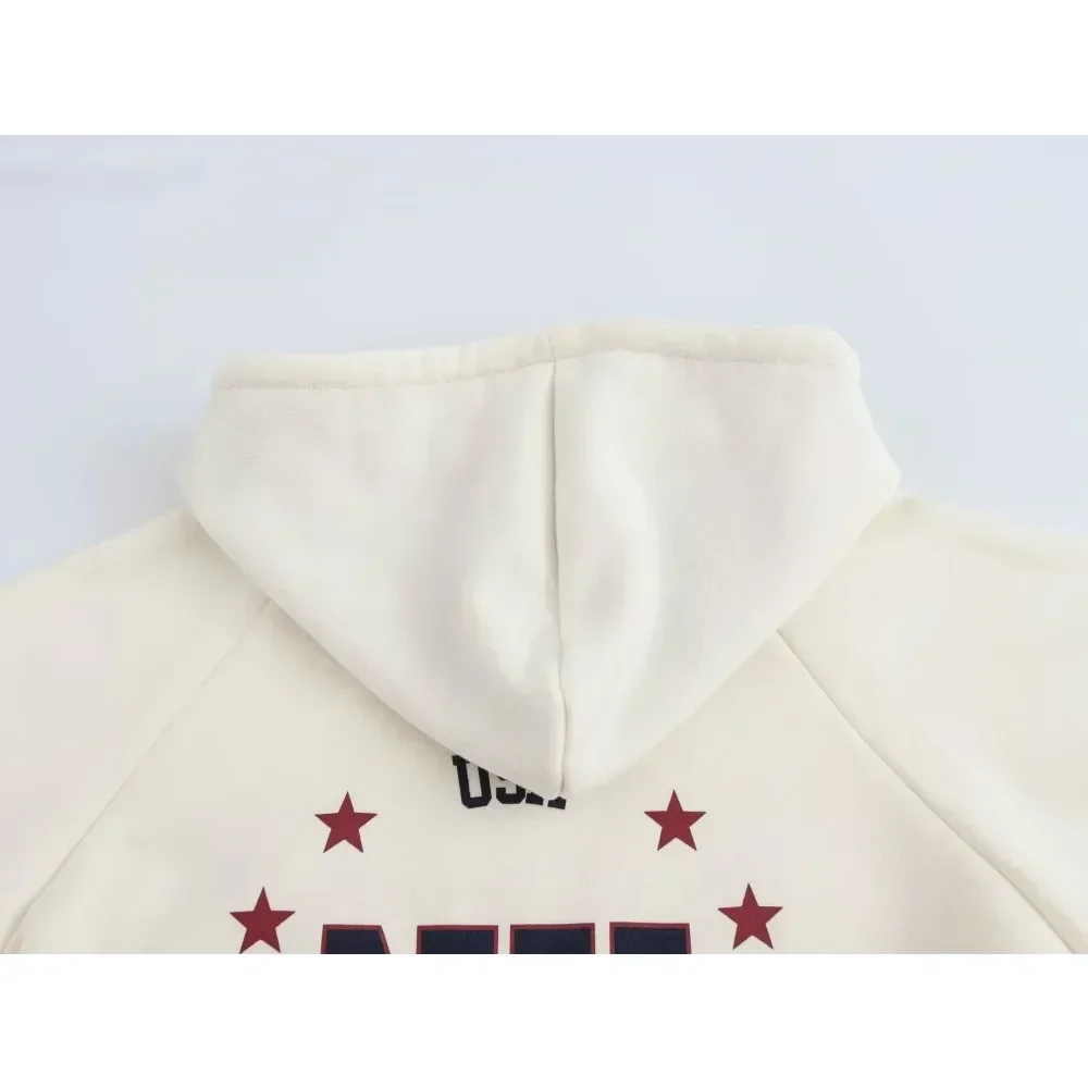 Women New Complete Crews Varsity White Sports Suit Comfy Text Print Ensemble 2-Piece Pants Set New in Adjustable Drawstring Hood