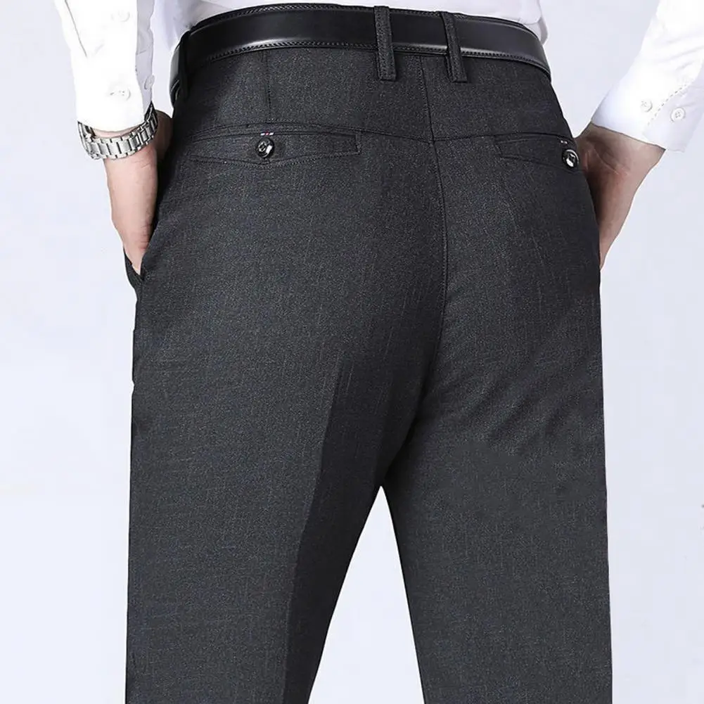 Formal Casual Trousers Ankle Length Work Pants 3D Cutting Full Length Casual Male Straight Leg Pants  Workwear