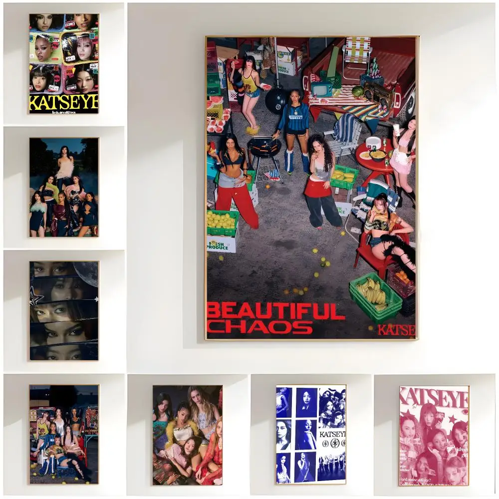 kpop group k-katseye Poster Classic Wall Art  Home Decor  Peel and Stick Unframed