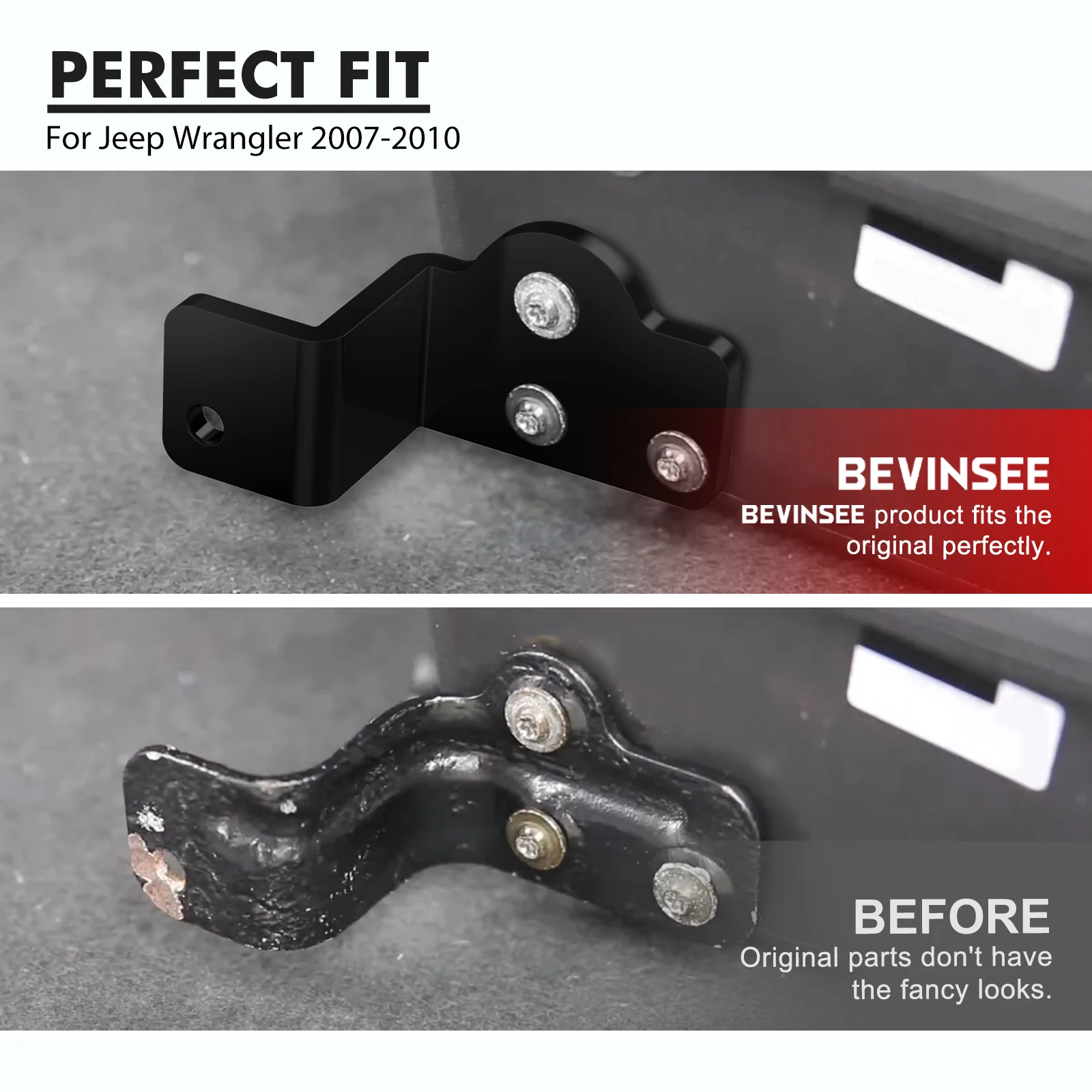 BEVINSEE Steel Subwoofer Bracket for Jeep Wrangler JK 2007 2008 2009 2010