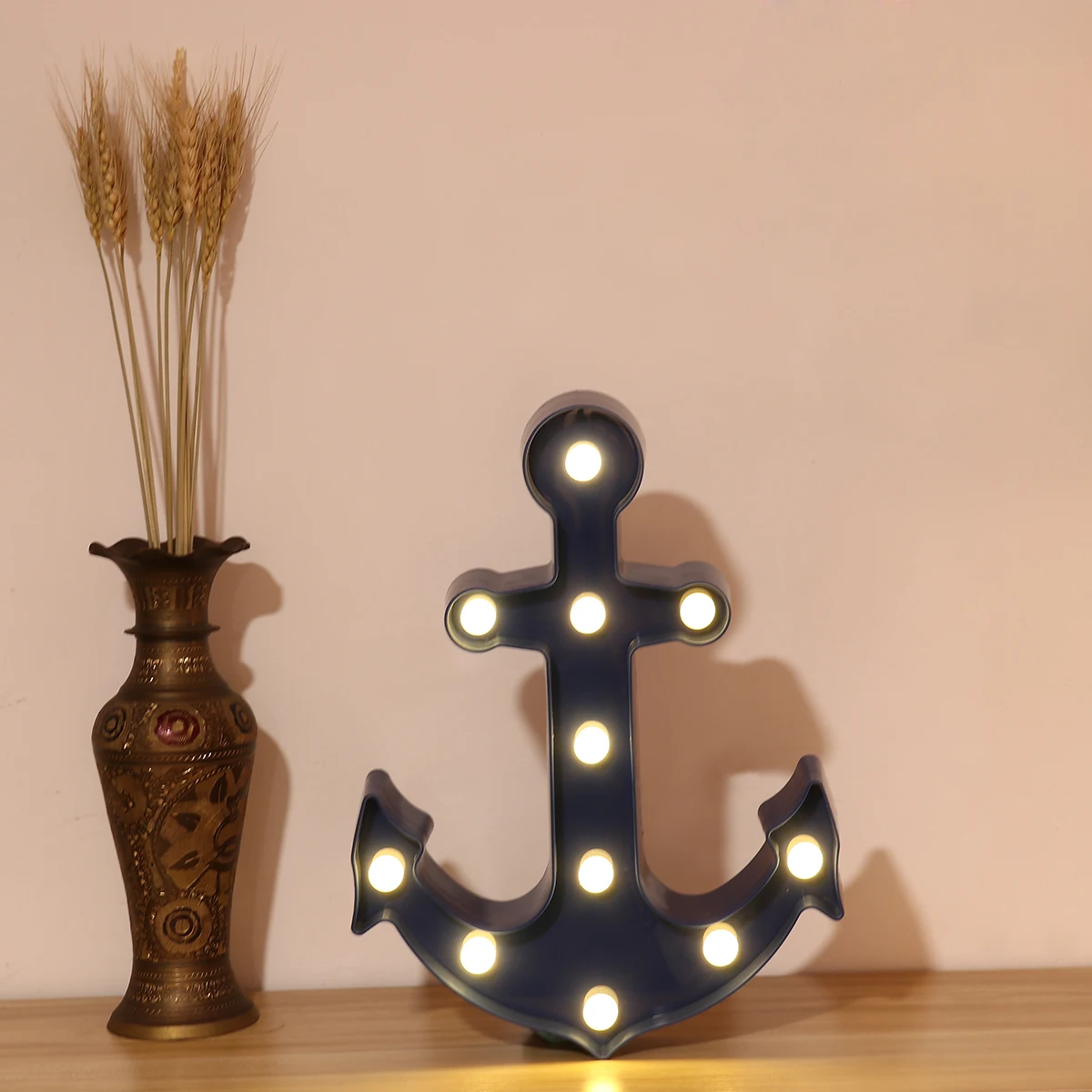 

11 LEDs Anchor Light Shaped Wall Decorative Nightlight for Kids Room Party Wedding Christmas Gift Marquee Anchor