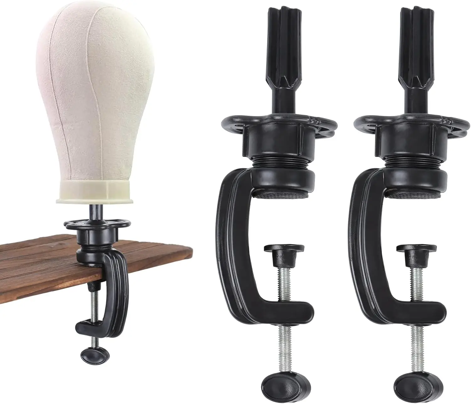 Wig Mannequin Head Stand, 2 Pack Cosmetology Manikin Stand Mannequin Head Holder Clamp Black Wig Stand Holder