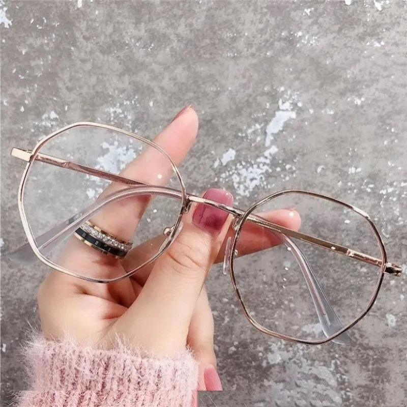 Trend Octagonal Frame Anti Blue Light Metal Glasses Women Men Vintage UV400 Protection Computer Eyeglasses Optical Eyewear