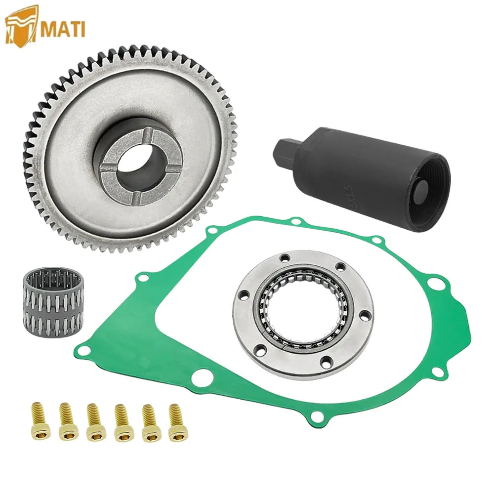 Starter Starting Clutch One Way Gear Bearing Gasket Flywheel Puller Kit for Yamaha Warrior 350 Raptor 350 Big Bear 350 Kodiak400