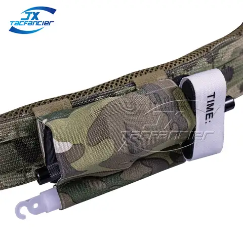 지혈대 홀더 TQ 슬리브 파우치 탄성 밴드 몰리 후크 및 루프가 가슴 장비 의무 벨트 액세서리에 장착됨